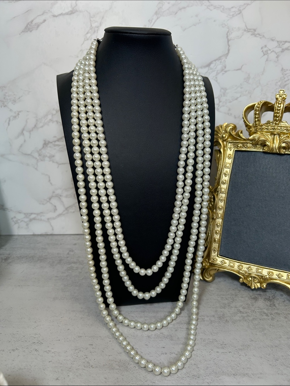 Talbots Classic Multi-Strand Glass Pearl Necklace - White